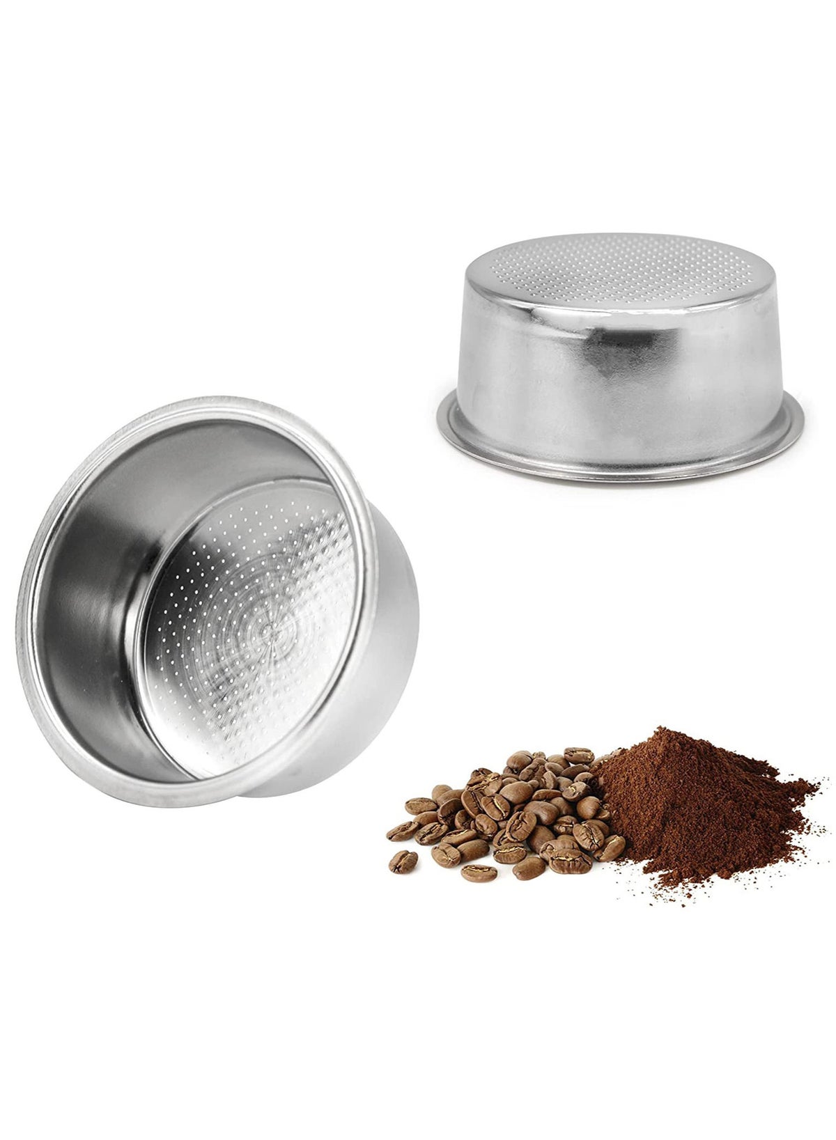 MIBRU Coffee Espresso Filter Basket 51mm Stainless Steel Double Cup Powder  Bowl Reusable Replacement For Portafilter Breville Delonghi Machine