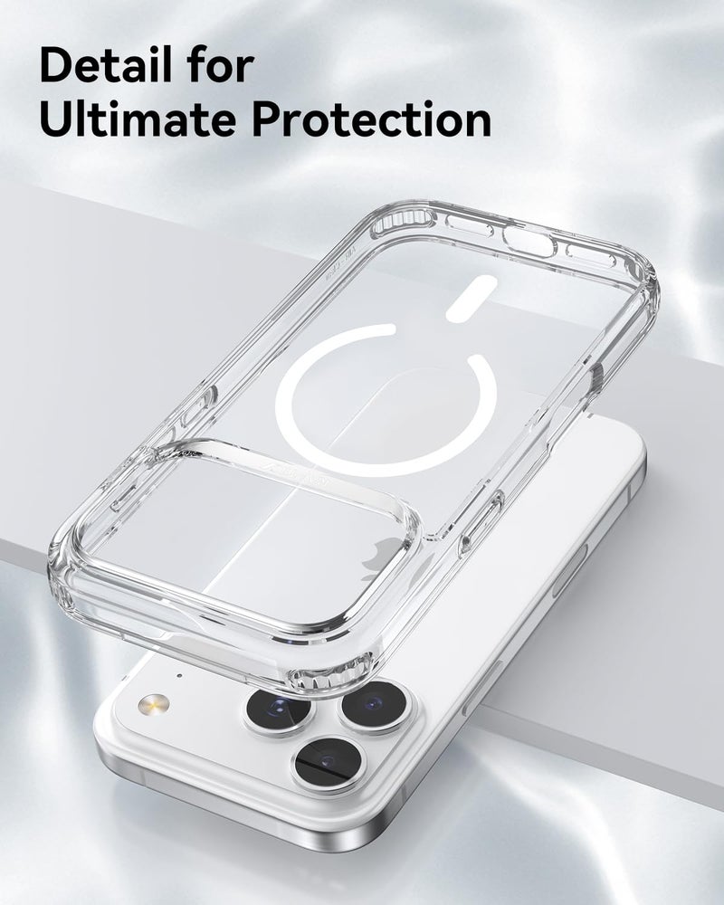 RAPTIC Diamond Clear Designed Case for Phone 17 Pro Maxâ€“Compatible with MagSafe, Shockproof Military Grade Protection, Never Yellowing Slim Case, 10ft Drop Tested, Clear/White - Image 3