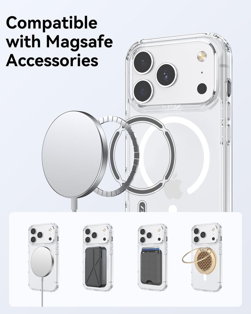 RAPTIC Diamond Clear Designed Case for Phone 17 Pro Maxâ€“Compatible with MagSafe, Shockproof Military Grade Protection, Never Yellowing Slim Case, 10ft Drop Tested, Clear/White - Image 5