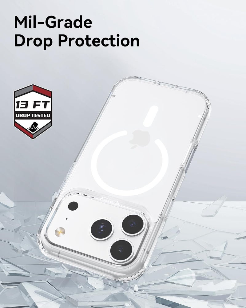 RAPTIC Diamond Clear Designed Case for Phone 17 Pro Maxâ€“Compatible with MagSafe, Shockproof Military Grade Protection, Never Yellowing Slim Case, 10ft Drop Tested, Clear/White - Image 2