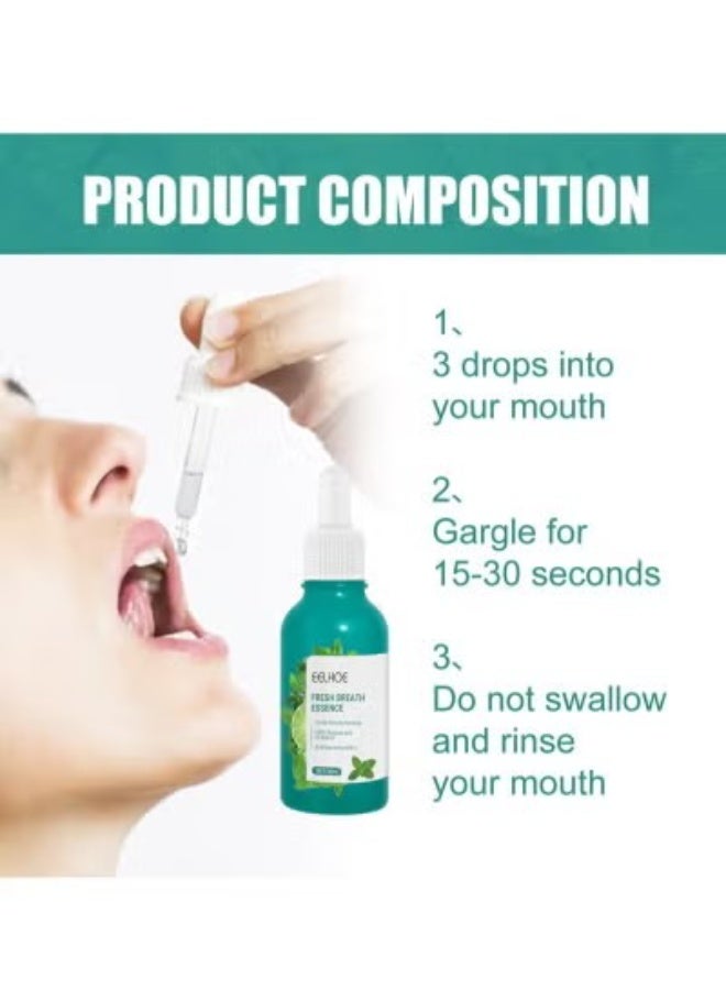 EELHOE Fresh Breath Oral Care Essence, Bad Breath Treatment for Adults, Dry and Bad Mouth Smell Removing Drops, Eliminates Mouth Odor Essence, Easy to Carry and Handy Fresh Breath Oil-Serum, 30ml - Image 5