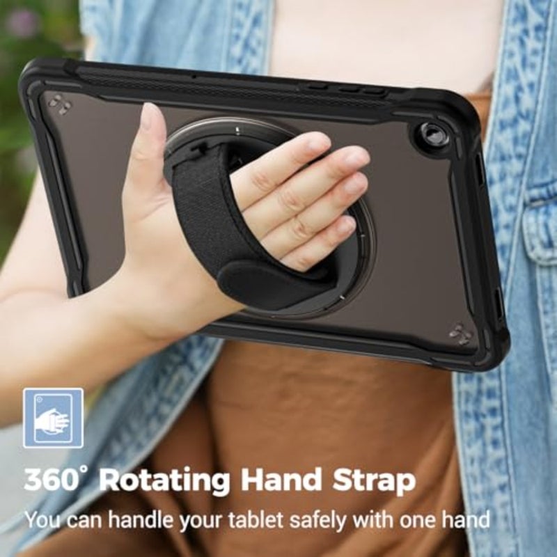 Rugged Case for Samsung A11 Plus 11 2025: Heavy Duty Shockproof TPU+PC Black Cover with Hand Strap 360 Rotatable Kickstand - Image 4