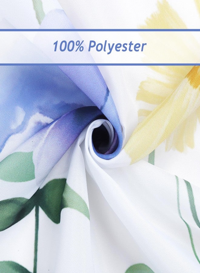 Bonhause Floral Shower Curtain, Watercolor Flower Butterfly Plants Spring Summer Bathroom Decor 72 x 72 Inch Polyester Fabric Waterproof Bath Curtain with 12 Hooks - Image 5