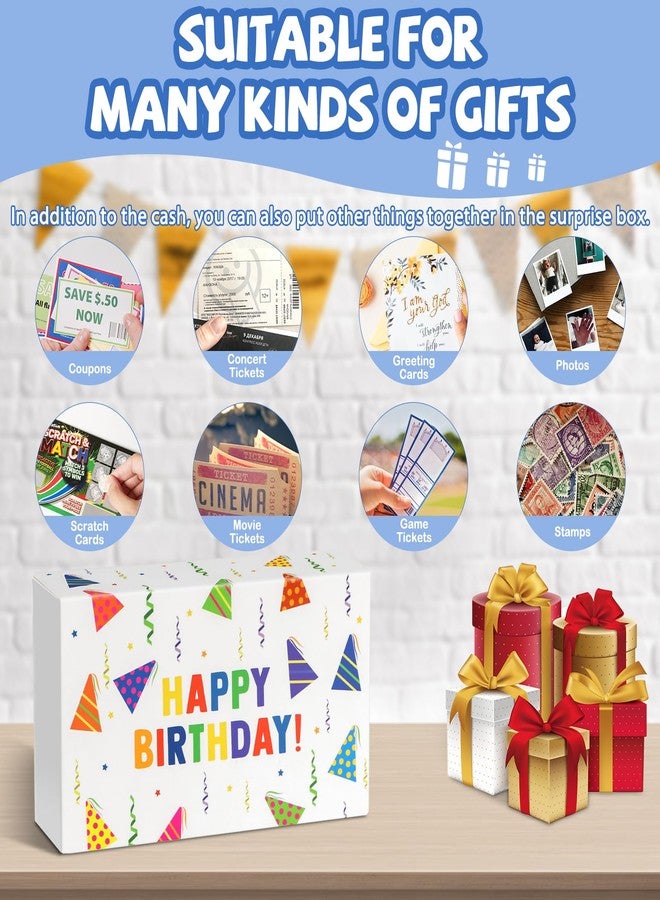WenmthG Happy Birthday Surprise Gift Box Explosion for Money - DIY Pop Out Folding Bounce Explosion Gift Box with Confetti - Birthday Money Bank - Cash Gift Idea for Women Men Kids (White) - Image 4