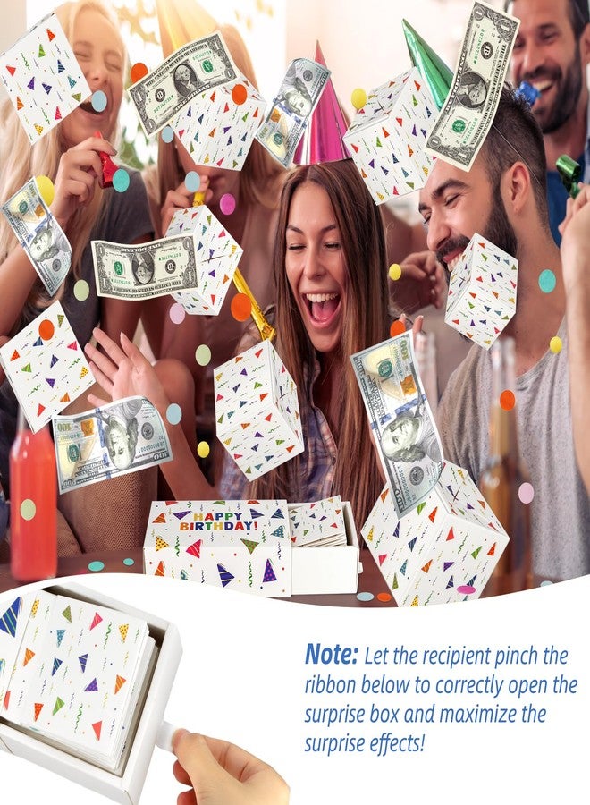 WenmthG Happy Birthday Surprise Gift Box Explosion for Money - DIY Pop Out Folding Bounce Explosion Gift Box with Confetti - Birthday Money Bank - Cash Gift Idea for Women Men Kids (White) - Image 5