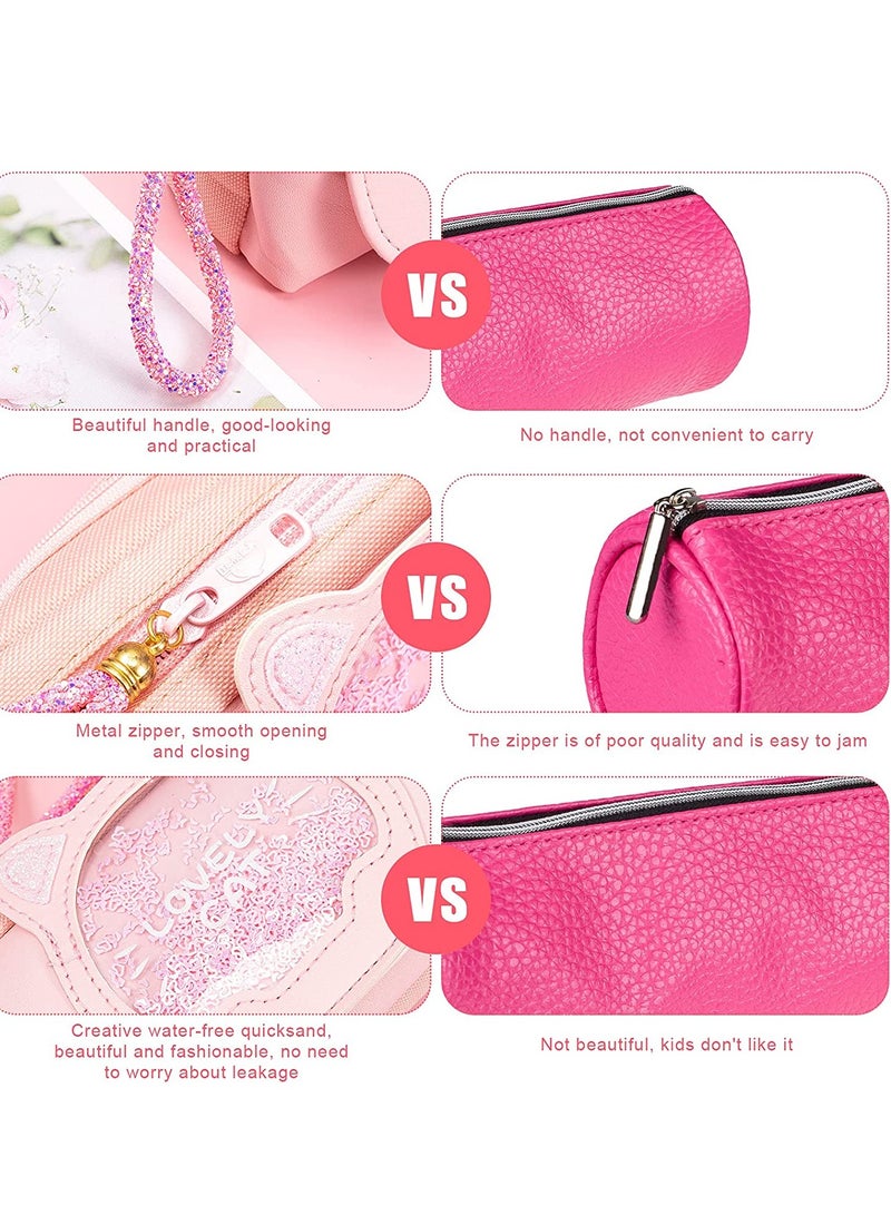 SOLARAE Pencil Case Big Capacity Cute Cat Large Capacity Pencil Pouch Portable Pencil Pouch Stationery Storage Organizer Pencil Box Pen Holder Bag for School Student Present, Pink 1 Pieces - Image 4