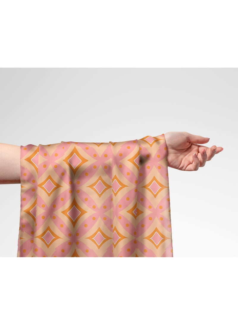 فيلاتو Ø¬Ù„Ø§Ø¨ÙŠØ© Ù…Ø®ÙˆÙŠØ± Ù…Ù† Ù‚Ù…Ø§Ø´ Ø­Ø±ÙŠØ± Ø§Ù„Ù„ÙŠÙ„ Ø¹Ø±Ø§Ù…Ù†ÙŠ Ø¨Ø§Ù„ÙŠØ§Ø±Ø¯Ø©ØŒ Ù†Ù‚Ø´Ø© Ù…Ø§Ø³ÙŠØ© ÙˆØ±Ø¯ÙŠØ© Ø¨Ø±ØªÙ‚Ø§Ù„ÙŠØ©ØŒ Ø®ÙŠØ§Ø·Ø© 58 Ø¨ÙˆØµØ© Ø¹Ø±Ø¶ - Image 1