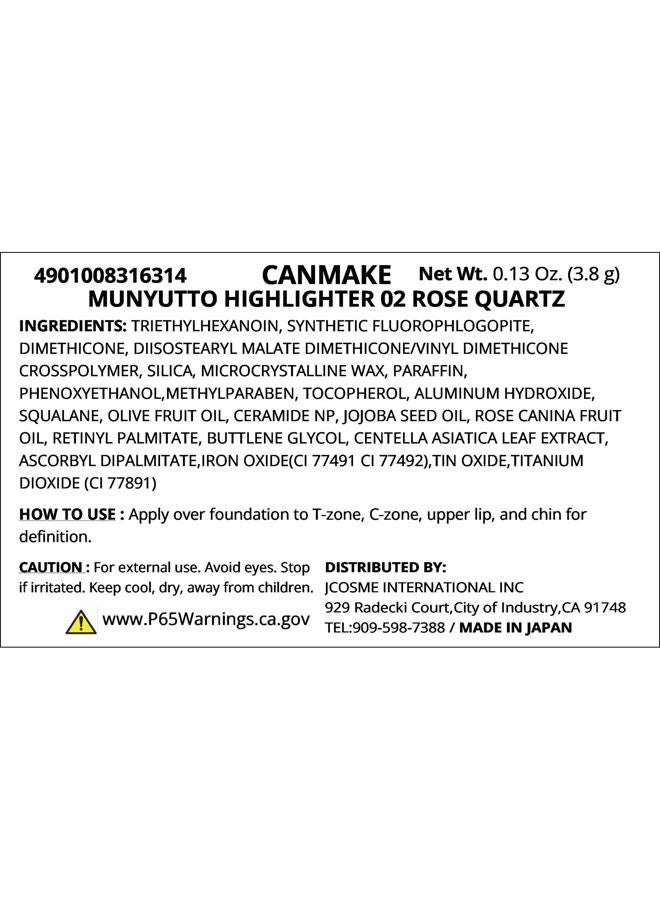 Canmake Munyutto Highlighter 02 Rose Quartz - Image 5