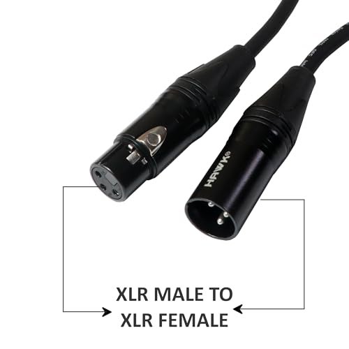 Hawk Total Music Solution SXFG003 Gold Series XLR Male to XLR Female Balanced Mic Cable with Hawk Connectors, 1 meter length, Black Colour with Cable Tie. - Image 2