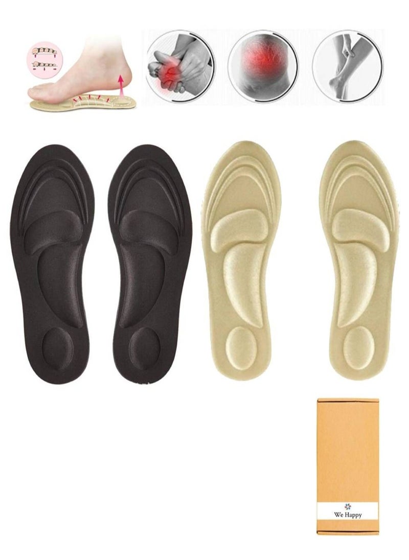 We Happy 4D Foam Comfort Shoe Insole Help Against Foot Pain Cushioning Metatarsal Arch and Heel Support 2 Pair  - Image 1