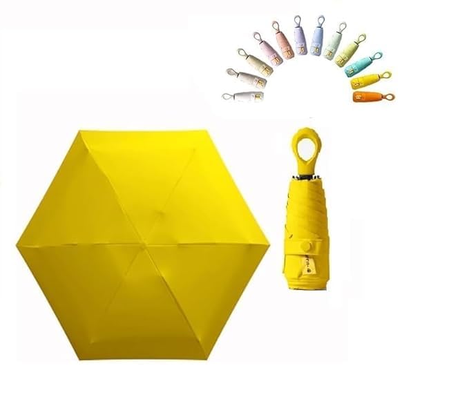 BRIGATTES Travel Umbrella - Mini Folding Compact With Case, 6 Ribs Lightweight Portable for Sun & Rain, Small Pocket for Girls and Women (Yellow) - Image 4