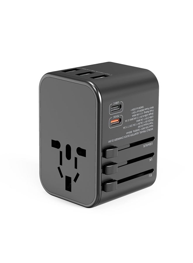 OFFBEAT ACE 35.5W PD Travel Adapter, QC 3.0 Universal Adapter, International Travel Adapter with 20W PD Dual Type-C, Universal Adapter Plug with 3 Fast USB Ports for USA, UK/UAE/KSA/Oman and EU/India Full Black - Image 3