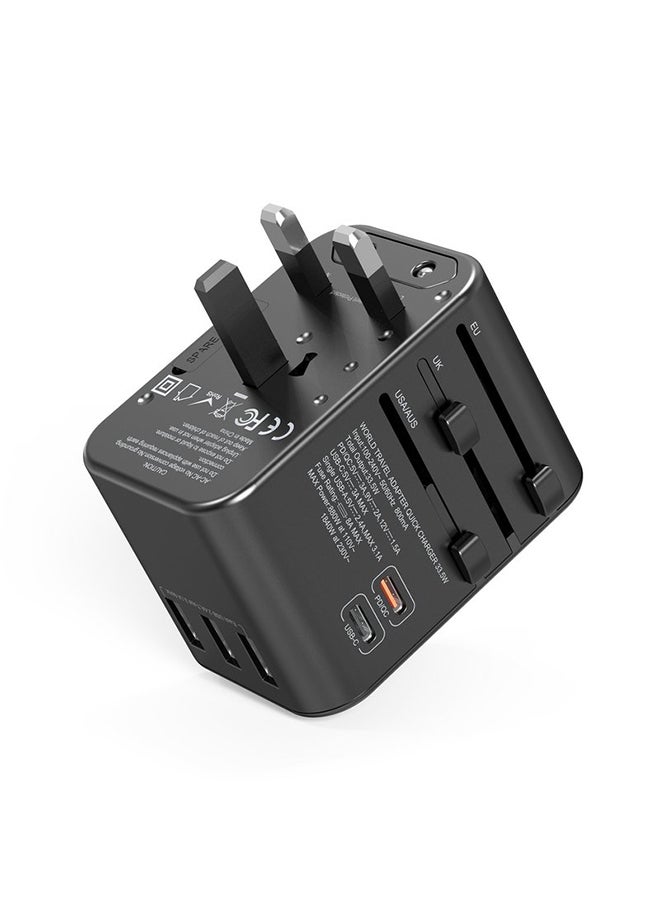 OFFBEAT ACE 35.5W PD Travel Adapter, QC 3.0 Universal Adapter, International Travel Adapter with 20W PD Dual Type-C, Universal Adapter Plug with 3 Fast USB Ports for USA, UK/UAE/KSA/Oman and EU/India Full Black - Image 5