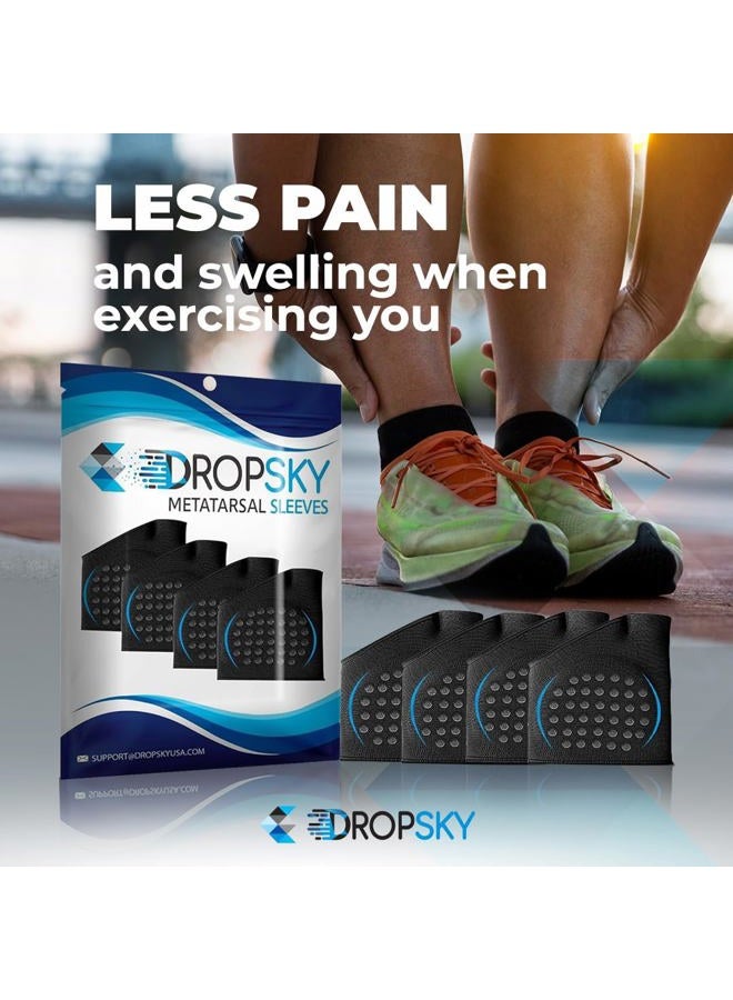 Dropsky Metatarsal Sleeve Pads Anti-Slip with Gel Pads - 2 Pairs - 4 Pieces - Ball of Foot Cushions with Soft Gel - Forefoot Cushion Pads - Fabric Compression - Help Mortons Neuroma, Calluses Blisters (Black) - Image 5