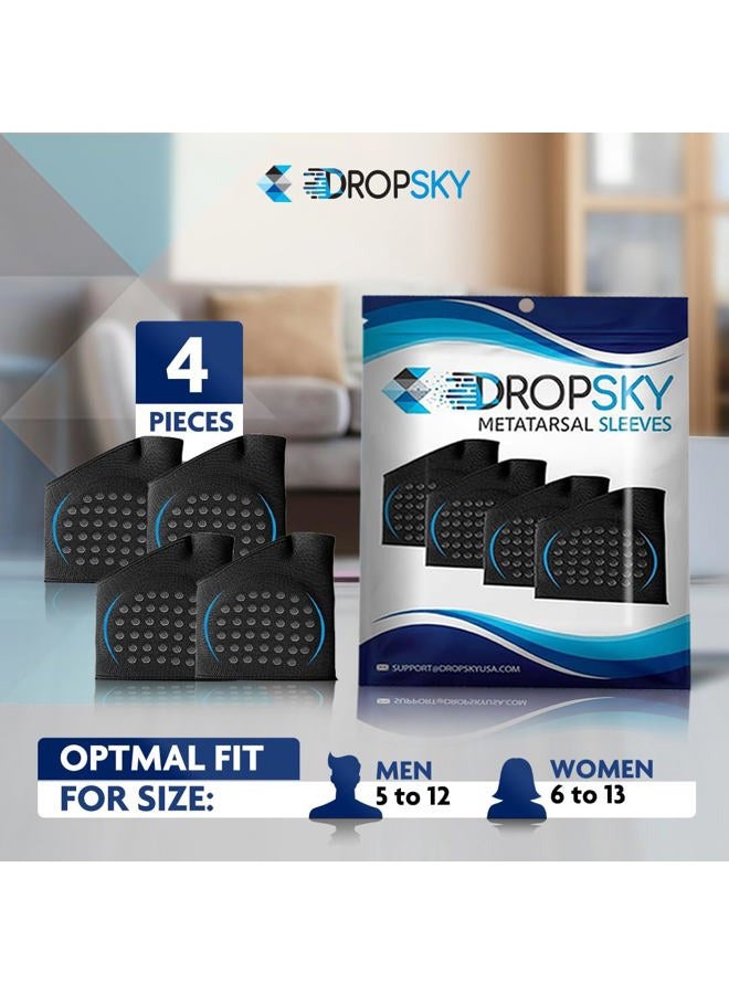 Dropsky Metatarsal Sleeve Pads Anti-Slip with Gel Pads - 2 Pairs - 4 Pieces - Ball of Foot Cushions with Soft Gel - Forefoot Cushion Pads - Fabric Compression - Help Mortons Neuroma, Calluses Blisters (Black) - Image 2