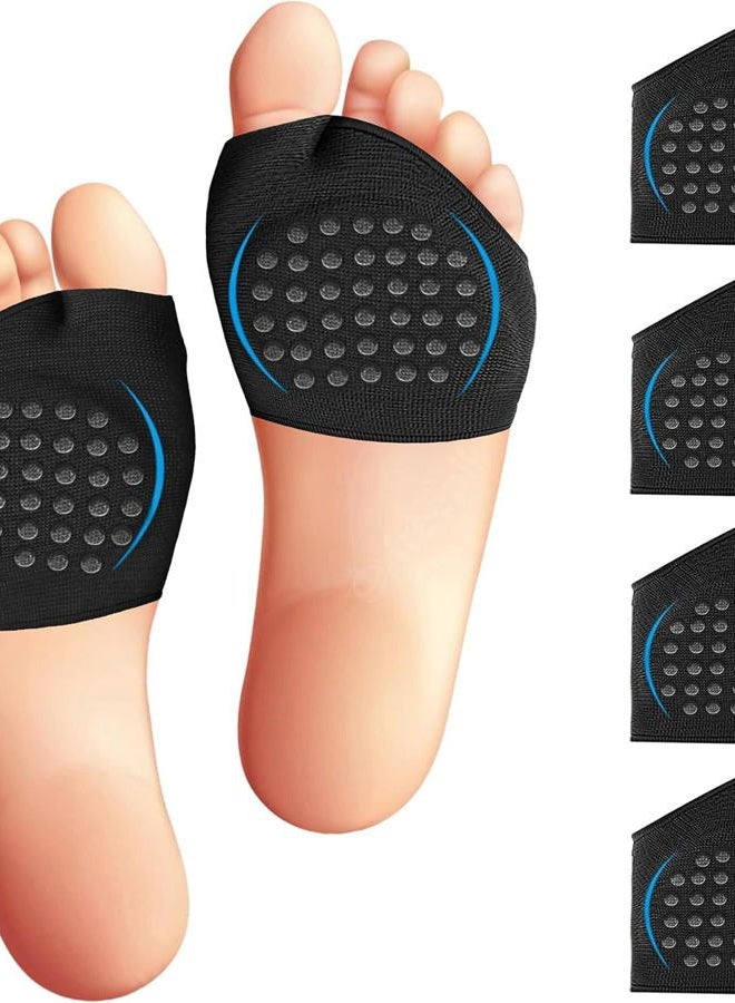 Dropsky Metatarsal Sleeve Pads Anti-Slip with Gel Pads - 2 Pairs - 4 Pieces - Ball of Foot Cushions with Soft Gel - Forefoot Cushion Pads - Fabric Compression - Help Mortons Neuroma, Calluses Blisters (Black) - Image 1