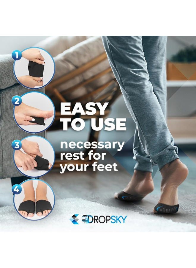 Dropsky Metatarsal Sleeve Pads Anti-Slip with Gel Pads - 2 Pairs - 4 Pieces - Ball of Foot Cushions with Soft Gel - Forefoot Cushion Pads - Fabric Compression - Help Mortons Neuroma, Calluses Blisters (Black) - Image 3