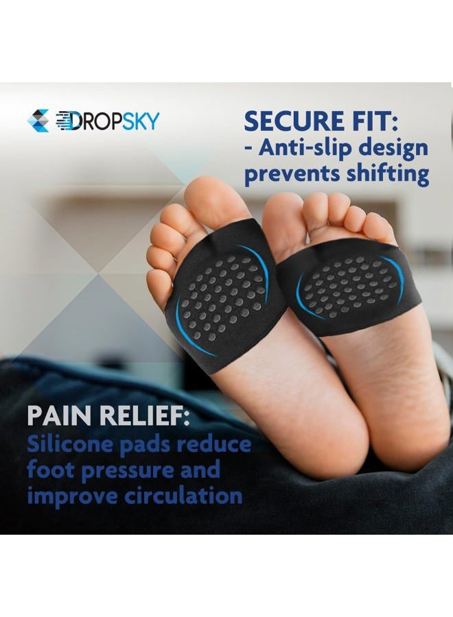 Dropsky Metatarsal Sleeve Pads Anti-Slip with Gel Pads - 2 Pairs - 4 Pieces - Ball of Foot Cushions with Soft Gel - Forefoot Cushion Pads - Fabric Compression - Help Mortons Neuroma, Calluses Blisters (Black) - Image 4