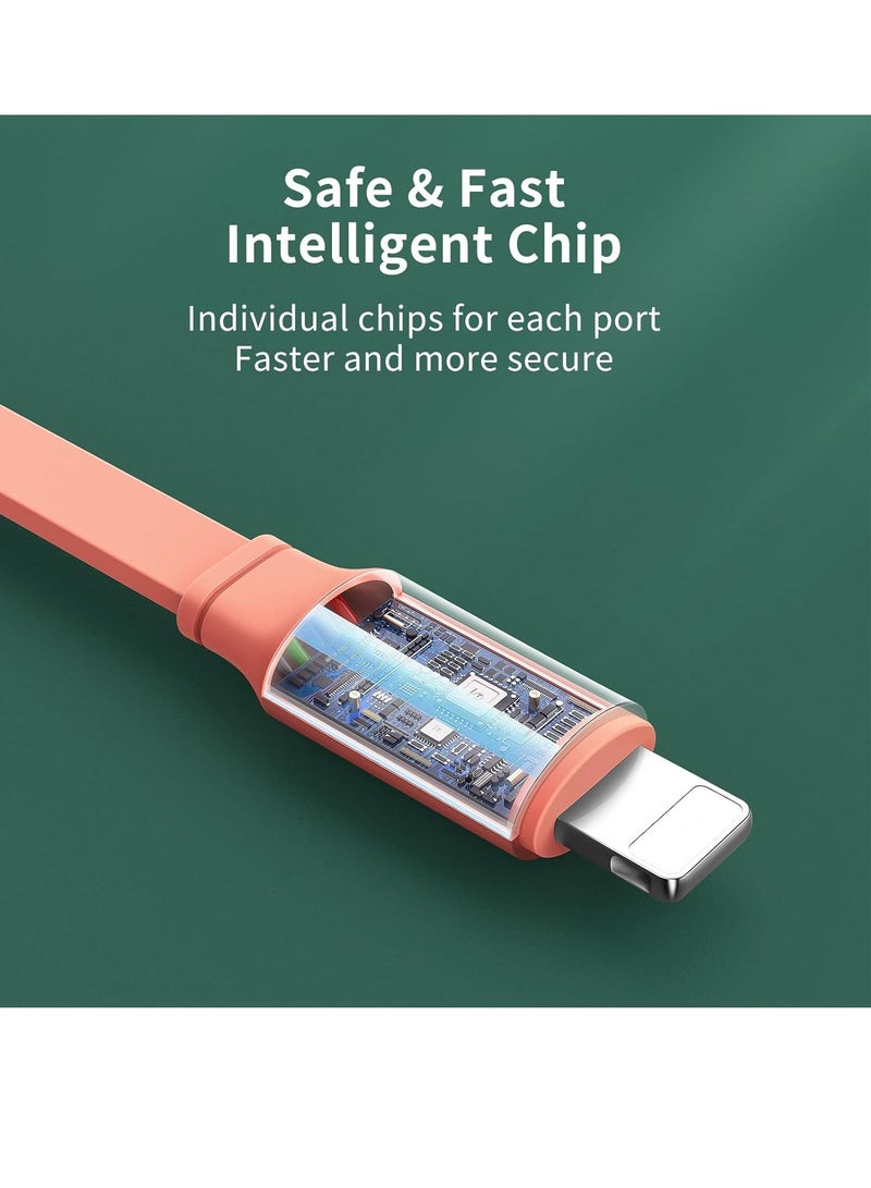 Mcdodo Multi Charging Cable - 3 in 1 Retractable USB C Cable (3A) with Type C/USB A/iP for iOS/iPad/Samsung/Tablets (Orange) - Image 5