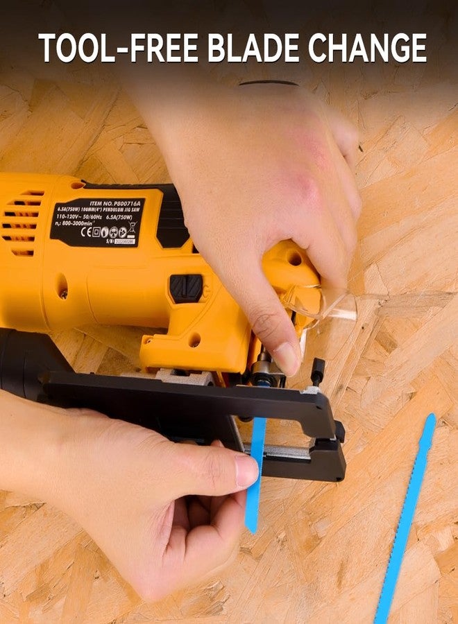 Hoteche 6.5-Amp Jig Saw Corded 6 Vriable Speed Jigsaw with LED Light and 2Pcs of Blades - Image 5