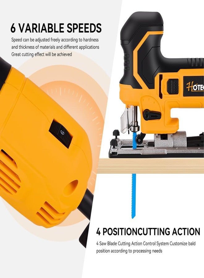 Hoteche 6.5-Amp Jig Saw Corded 6 Vriable Speed Jigsaw with LED Light and 2Pcs of Blades - Image 3