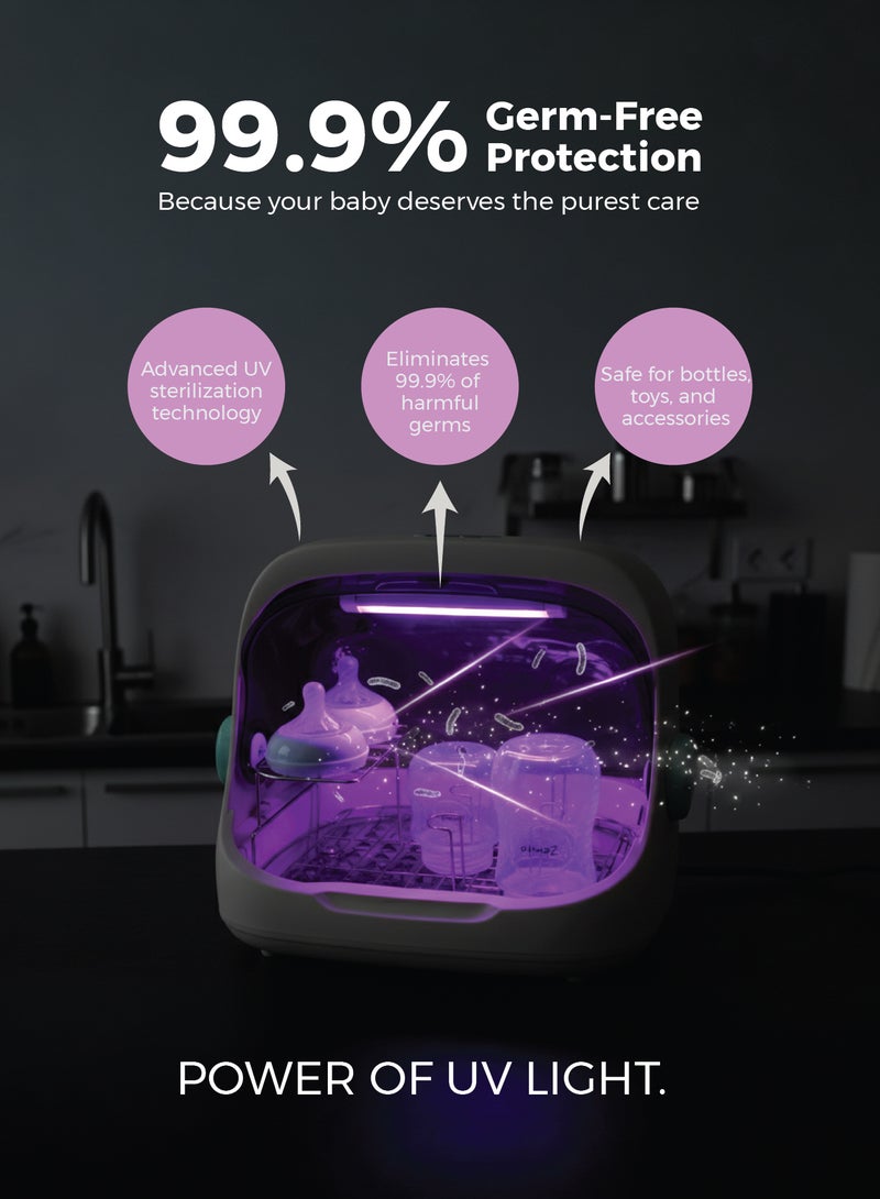 زينيث معقم ومجفف زجاجات زينيتو UV-C - تقنية متقدمة، يقتل 99.9% من الجراثيم، سعة كبيرة للألعاب والمستلزمات - لمس ذكي وجفاف سريع - Image 3