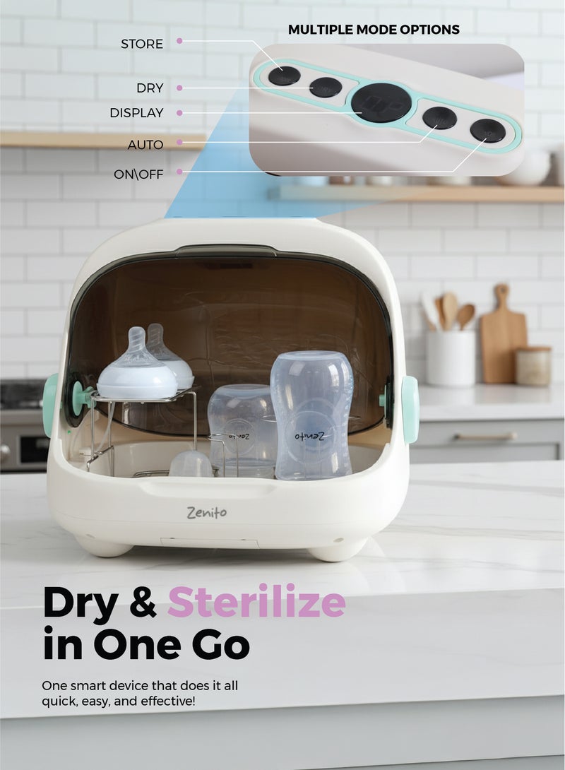 زينيث معقم ومجفف زجاجات زينيتو UV-C - تقنية متقدمة، يقتل 99.9% من الجراثيم، سعة كبيرة للألعاب والمستلزمات - لمس ذكي وجفاف سريع - Image 4