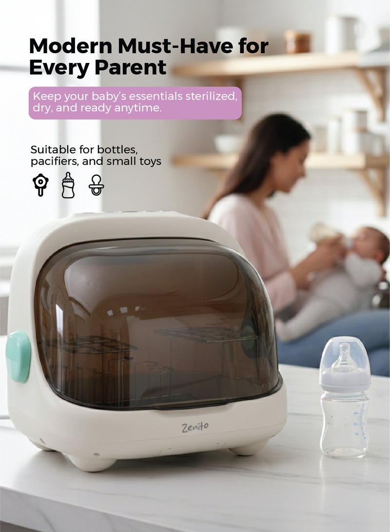 زينيث معقم ومجفف زجاجات زينيتو UV-C - تقنية متقدمة، يقتل 99.9% من الجراثيم، سعة كبيرة للألعاب والمستلزمات - لمس ذكي وجفاف سريع - Image 5