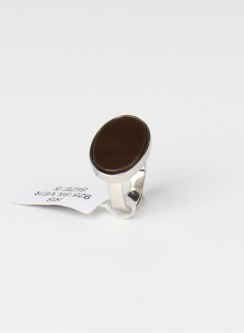 فونيم خاتم فضه ملكي حجر بني - Image 2