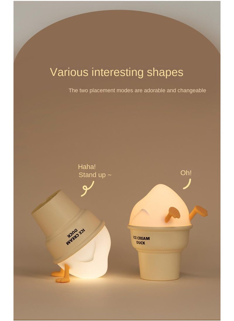 Y&D Ice Cream Duck Night Light Baby Bedroom Charging Atmosphere Night Light Cartoon Bedside Sleeping Silicone Night Light  - Image 4