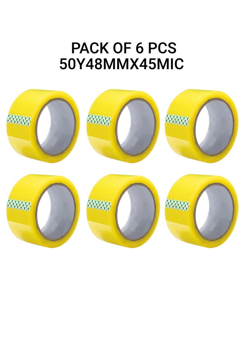 Yuwell Pack Of 6 Pcs Packing Tape For Sealing Parcel Boxes Use For Office Supplies And Home Packing Tape 50Y 48MMX45MIC - Image 1