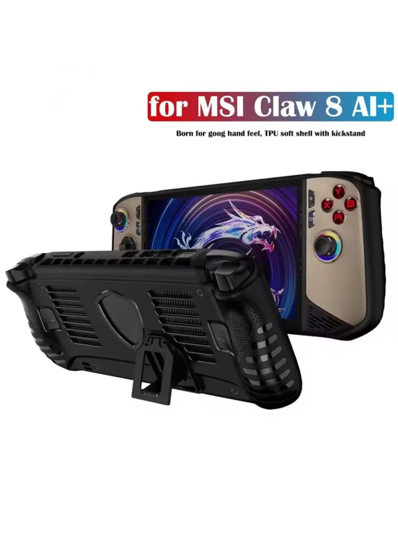 With Kickstand Handheld Soft TPU Case for Claw 8 AI+ Shockproof Protective Cover Anti Slip Ergonomic Compatible with MSI Claw 8AI+ 2025 Protective Cover Game Machine Accessories