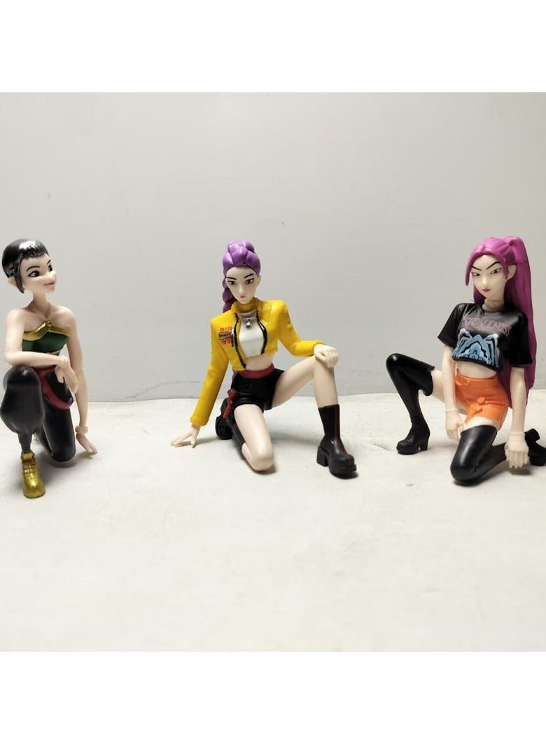 general 6 Pack K-POP Demon Hunters Collectible Figurines - Squatting Pose Desktop Ornaments 8.1cm Soft Toys for Fans - Image 2