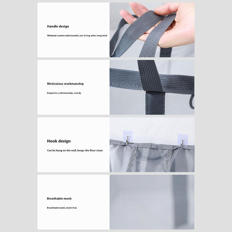 Large Capacity Foldable Laundry Hamper with Handle Breathable Meshes Organiser for Home Storage and Organization - Image 5