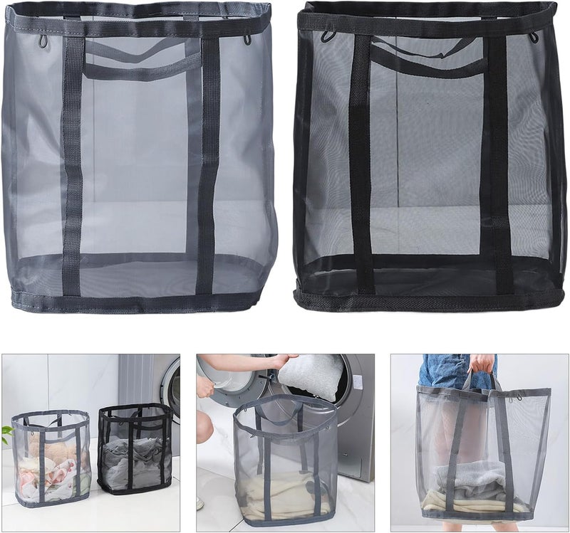 Large Capacity Foldable Laundry Hamper with Handle Breathable Meshes Organiser for Home Storage and Organization - Image 2