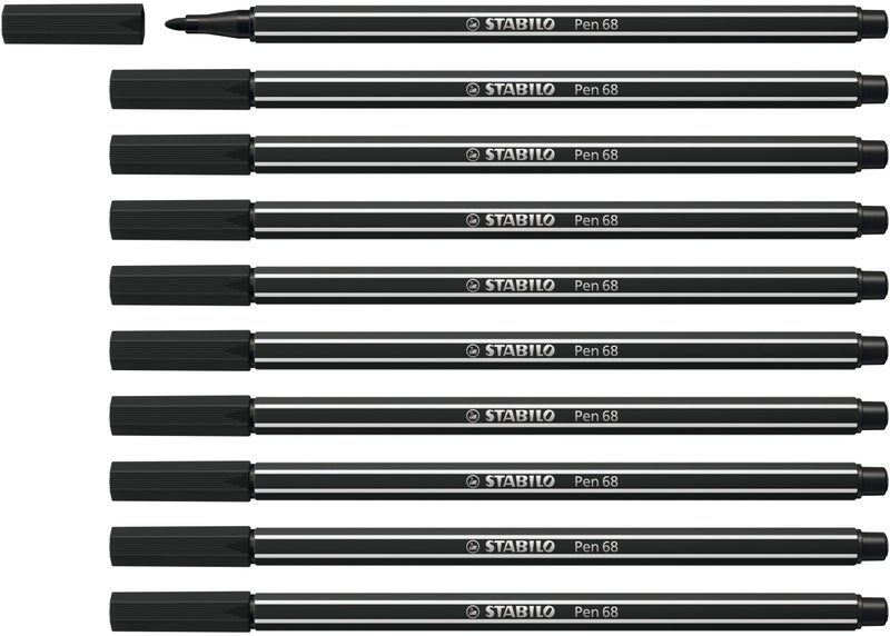 قلم فايبر تيب الممتاز STABILO Pen 68 عبوة من 10 أسود