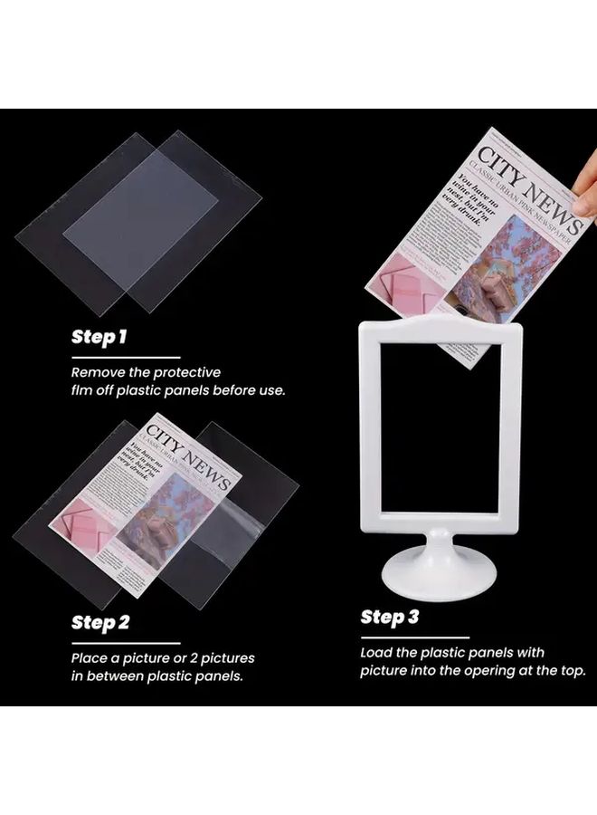 2pcs Double Sided Standing Picture Frame Plastic Pedestal Photo Frame Bulk White Vertical Photo Holder With Inserts - Image 2