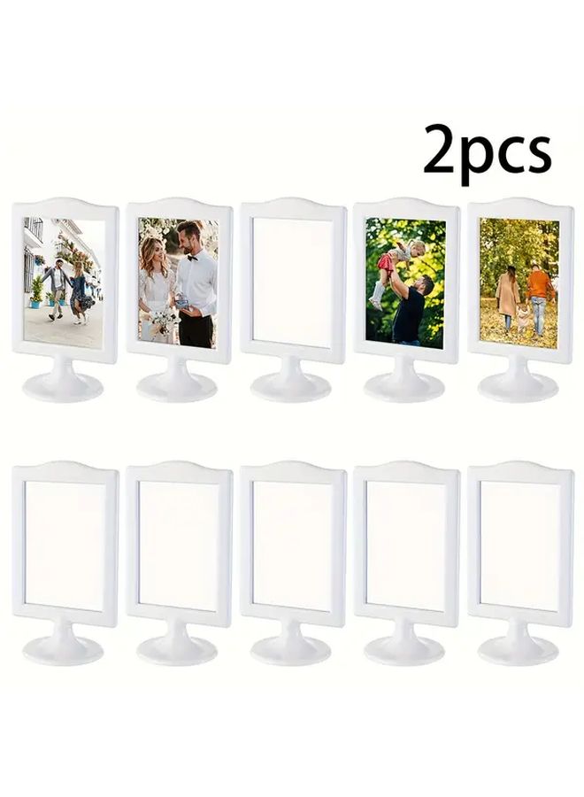 2pcs Double Sided Standing Picture Frame Plastic Pedestal Photo Frame Bulk White Vertical Photo Holder With Inserts - Image 1