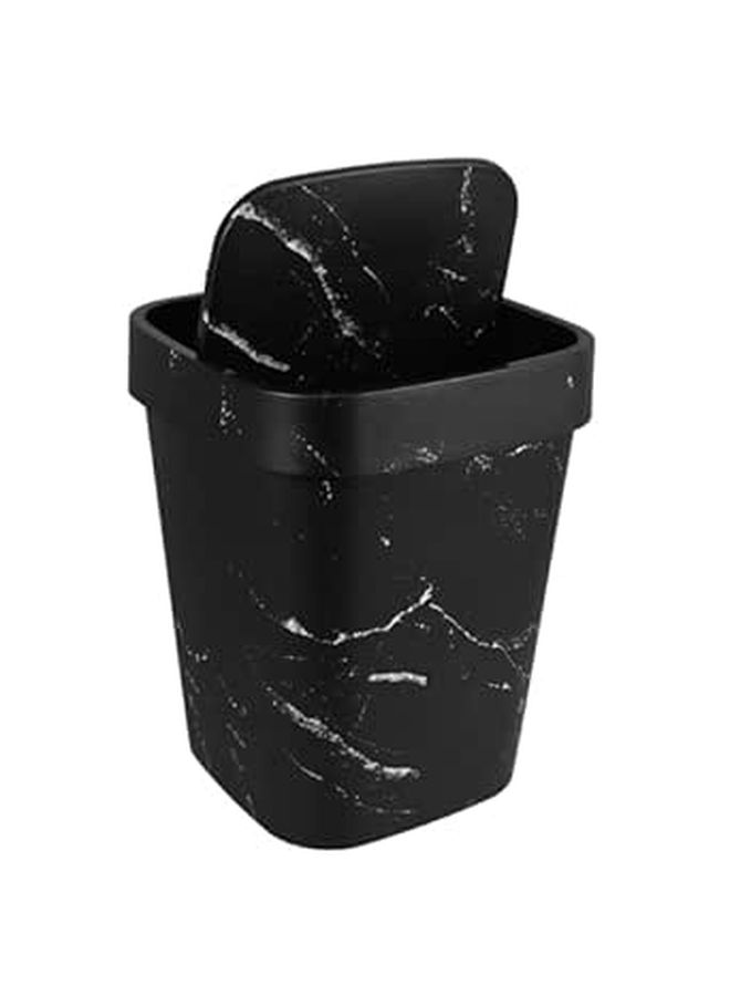 Marble Pattern Flip Lid Small Trash Can Plastic Waste Bin For Bathroom Kitchen Office - Image 1