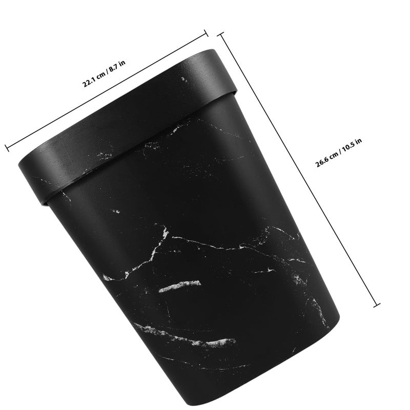Marble Pattern Flip Lid Small Trash Can Plastic Waste Bin For Bathroom Kitchen Office - Image 3