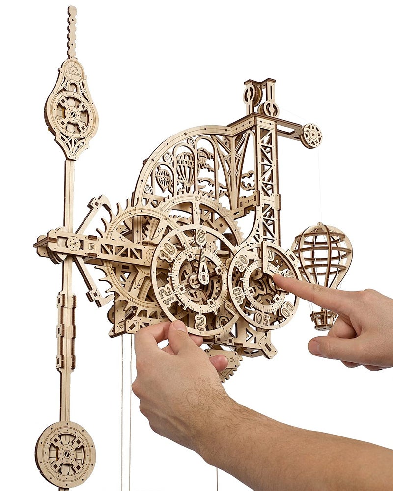 UGEARS Wooden 3D Puzzles for Adults Aero Clock - Mechanical Puzzles For Adults, Wall 3D Clock Puzzle with Pendulum Model Kit - DIY Miniature Kit Crafts For Adults - Gift for Dad, Men, Family - 320 Pcs - Image 3