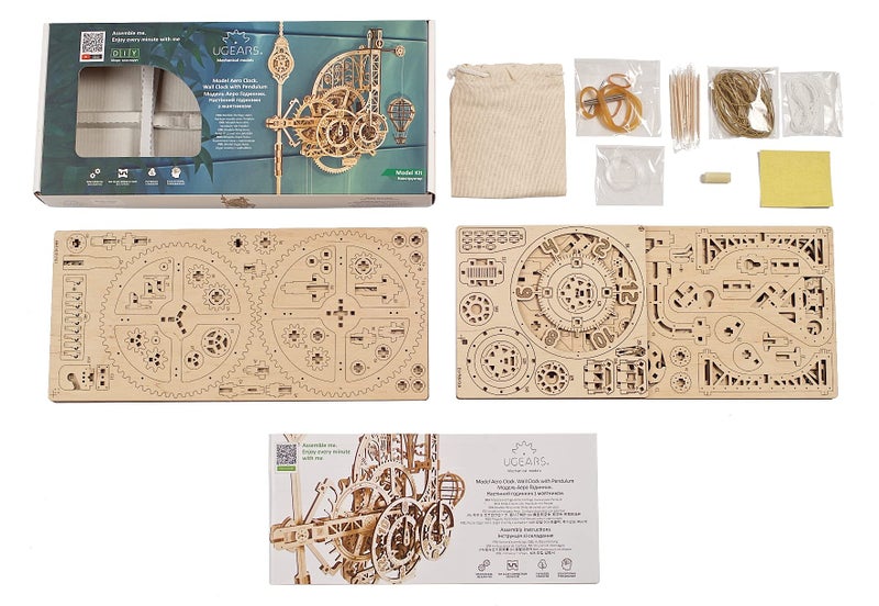 UGEARS Wooden 3D Puzzles for Adults Aero Clock - Mechanical Puzzles For Adults, Wall 3D Clock Puzzle with Pendulum Model Kit - DIY Miniature Kit Crafts For Adults - Gift for Dad, Men, Family - 320 Pcs - Image 4