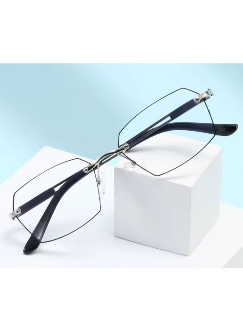 Booma Opticals KRIS + 3.00 Reading Glasses, Rimless Optical Prescription Glasses. Hexagon Shaped Metal Lightweight Blue Light Blocking, Presbyopia Glasses, Magnifying Corrective Eyeglasses. Reading glass strength 1.0 1.5 2.0 2.5 3.0 3.5 4.0 . Unisex Specs Male Female Frames. - Image 4