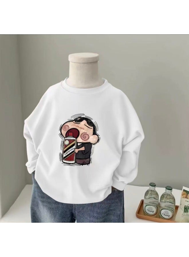 100% Cotton Long-sleeved T-shirt New Autum Baby Round Neck Cartoon Tops For Boys And Girls, Medium And Large Kidsren's Casual Bottoming Shirts