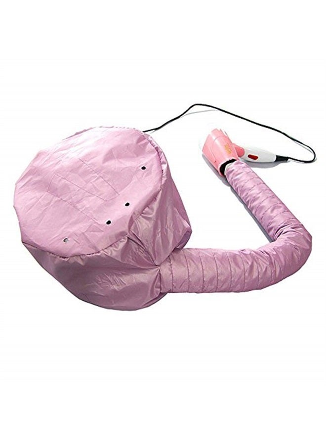 FMELAH Hair Dryer Cap Portable Soft Hair Drying Salon Cap Hair Mask Baking Oil Cap Adjustable Bonnet Attachment Hair Care Hair Dryer Hat for Hand Held Hair Dryer Attachment (Pink) - Image 1