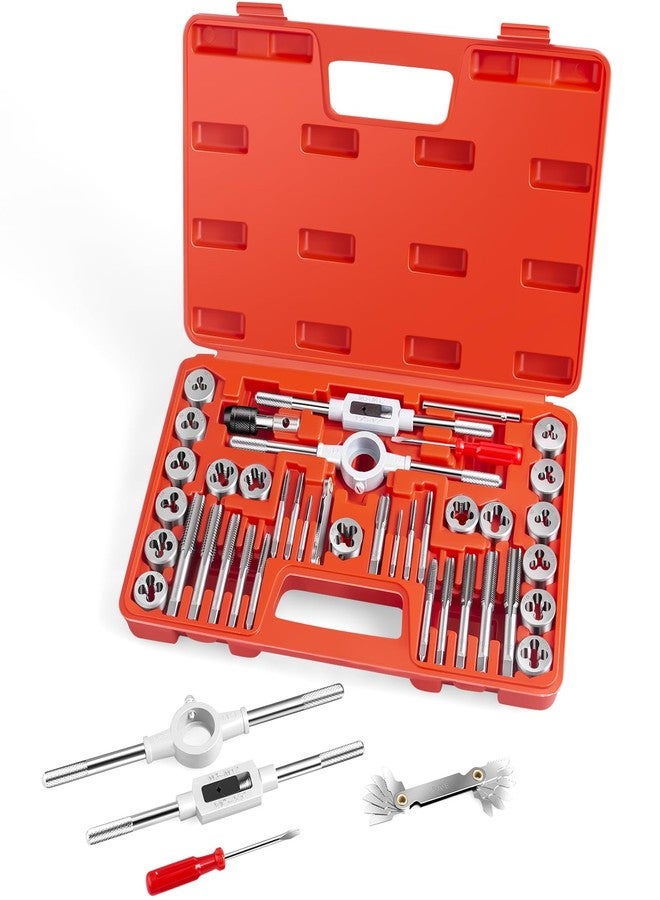 EFFICERE 40-Piece Premium Tap and Die Set, SAE Unified Screw Thread, Size #4 to 1/2” | Include UNC Coarse, UNF Fine and NPT Threads | Essential Threading Tool Kit with Complete Handles and Accessories - Image 1