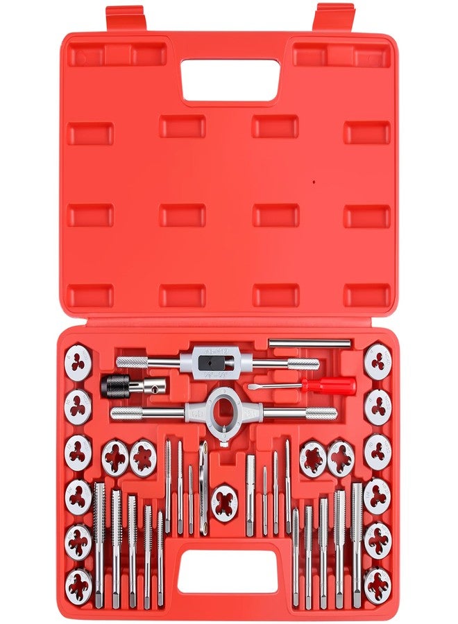 EFFICERE 40-Piece Premium Tap and Die Set, SAE Unified Screw Thread, Size #4 to 1/2” | Include UNC Coarse, UNF Fine and NPT Threads | Essential Threading Tool Kit with Complete Handles and Accessories - Image 2