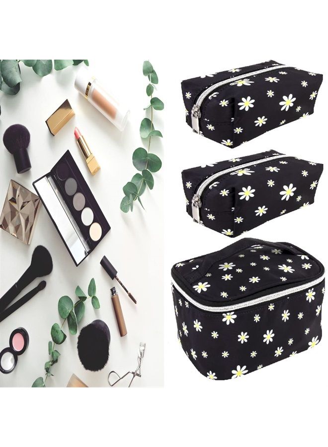 Emma & Chloe 4 Piece Cosmetic Toiletry Bag Set, Waterproof Home, Travel Cosmetic Train Case Makeup Bags for Women with Zipper (Dash of Daisies) - Image 2