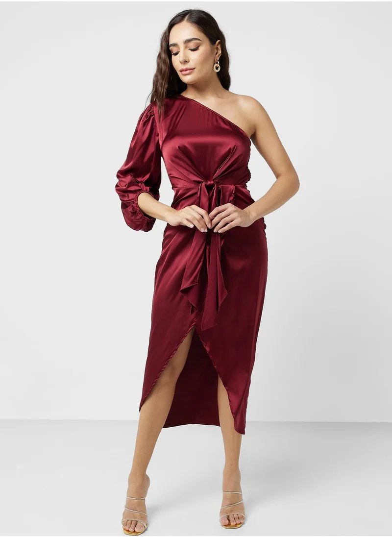 ELLA One Shoulder Waist Knot Dress