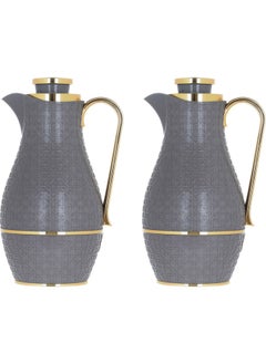 Alsaif Gallery Hessa Thermos Set, 1/1 Liter, Two Pieces, Thermal Glass Inner Shell, Plastic Outer Shell - Dark Gray  - Image 1